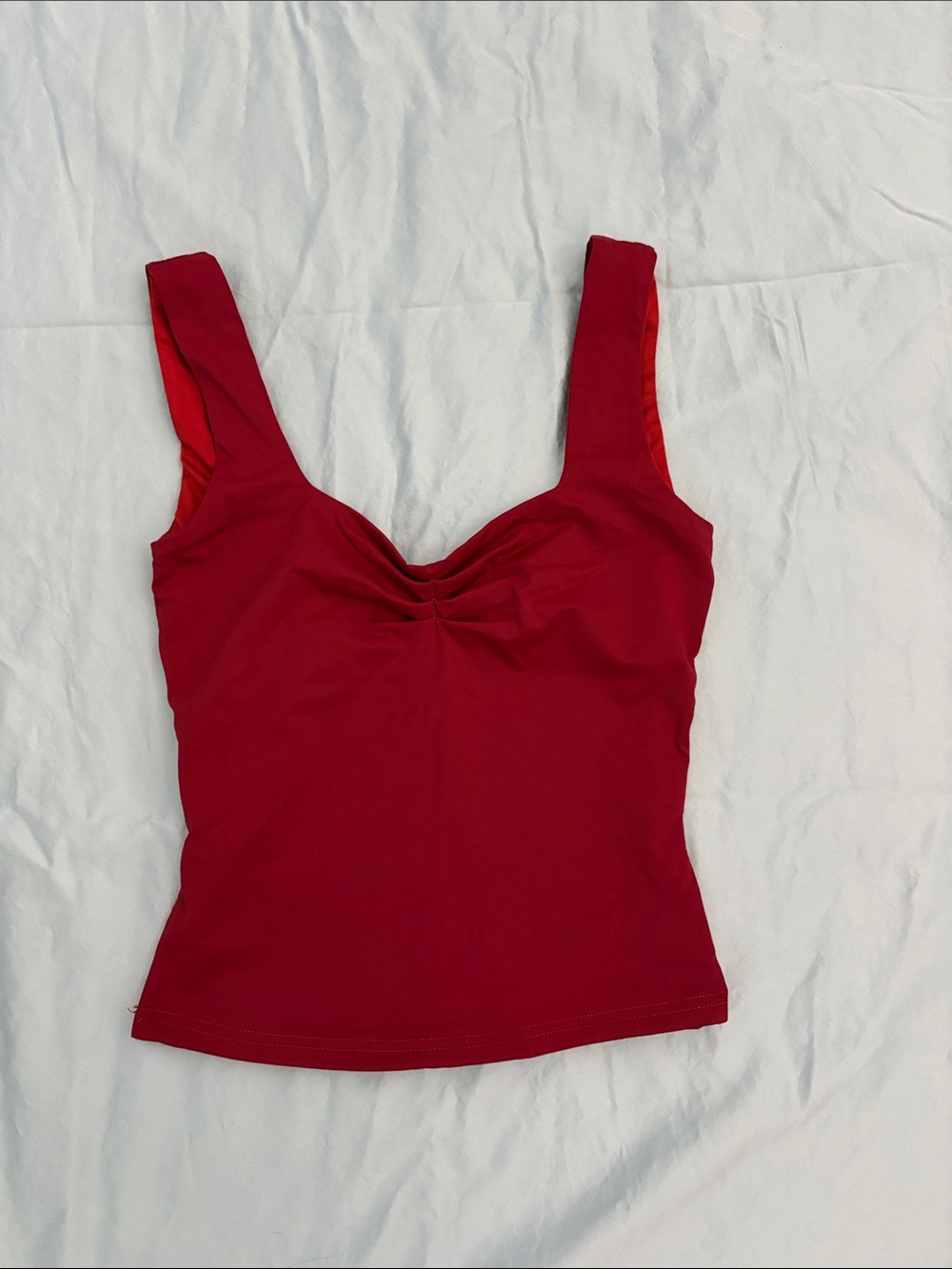 Princess Polly Red Scoop Tank with Ruched Bust